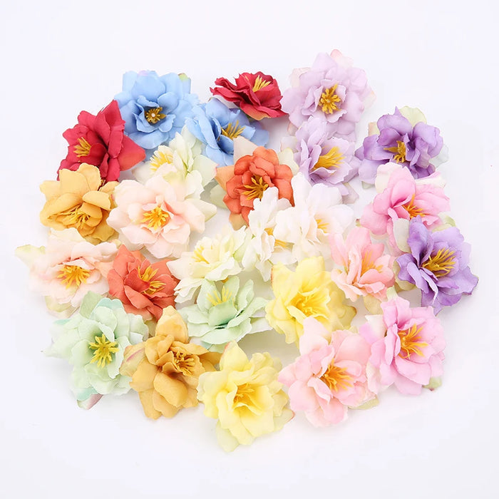 10PCS Artificial Silk Rose & Orchid Flower Heads – 5.5cm Decorative Flowers for DIY Wreaths, Wedding Decorations, and Home Craft Projects