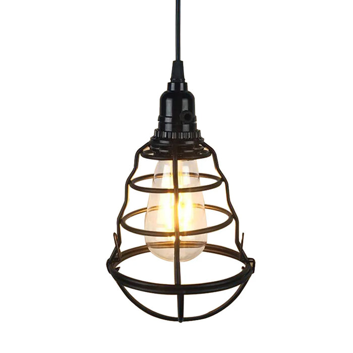 Retro Metal Chandelier – E27 Edison Pendant Light with Black Lampshade for Kitchen, Restaurant, Café, and Living Room