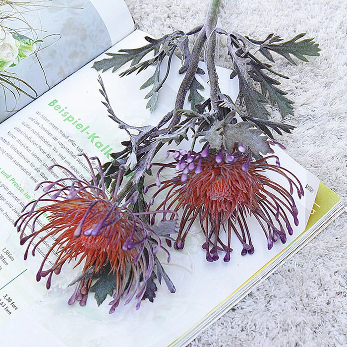 Artificial Crab Claw Flowers – 38cm Pincushion Short Branch for Home, Wedding, and Christmas Decoration