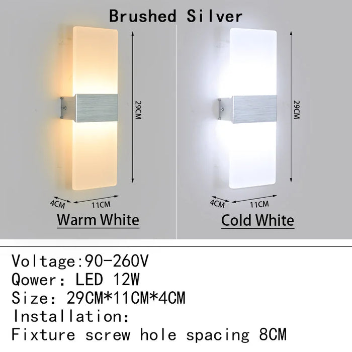 Modern Acrylic LED Wall Lamp – 4W/6W/12W/18W Warm White Indoor Wall Light for Bedroom, Living Room, and Foyer