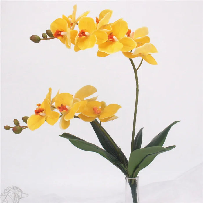60CM Artificial Phalaenopsis Orchid – Real Touch Fake Flower with Leaves & Butterfly for Home & Wedding Decoration
