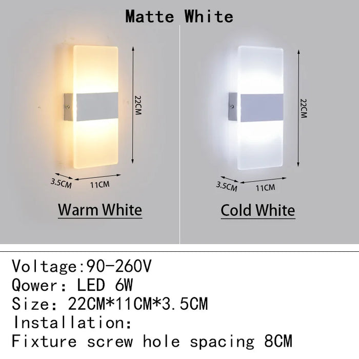 Modern Acrylic LED Wall Lamp – 4W/6W/12W/18W Warm White Indoor Wall Light for Bedroom, Living Room, and Foyer