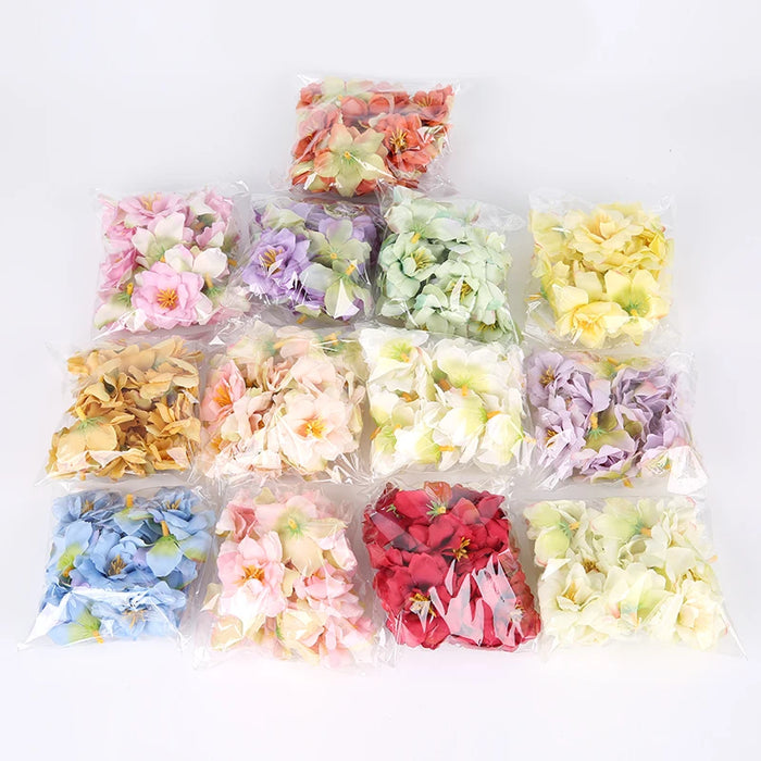 10PCS Artificial Silk Rose & Orchid Flower Heads – 5.5cm Decorative Flowers for DIY Wreaths, Wedding Decorations, and Home Craft Projects