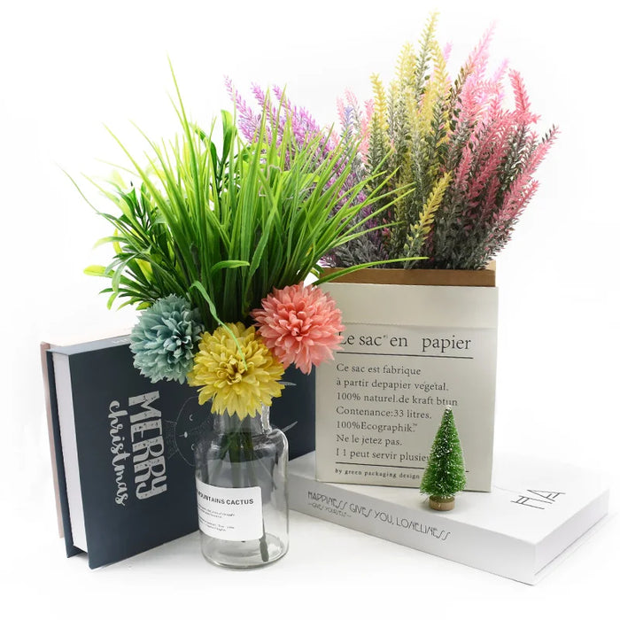 Plastic Lavender Bunch for Home Decor – Artificial Flower Vase for Wedding, Bridal Shower, and Indoor Decoration (37cm)