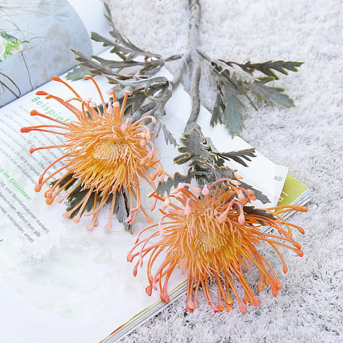 Artificial Crab Claw Flowers – 38cm Pincushion Short Branch for Home, Wedding, and Christmas Decoration