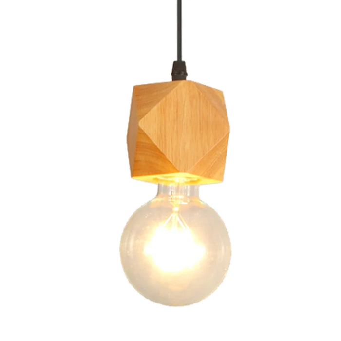 Vintage Industrial Wooden Pendant Light – Rustic Hanging Ceiling Lamp with E27 Socket for Dining, Bedroom, and Living Room
