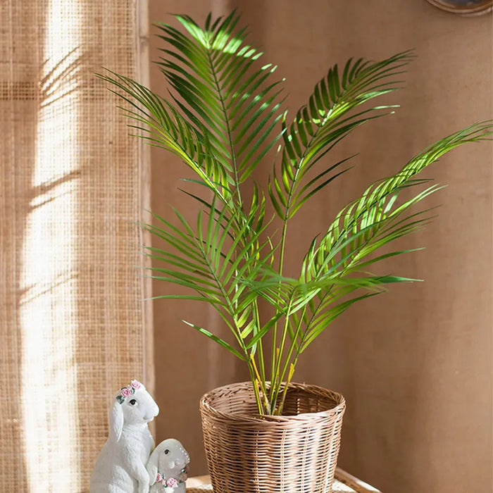 125cm Large Artificial Palm Tree – Tropical Fake Monstera Plant with Green Palm Leaves for Home, Garden, and Office Décor