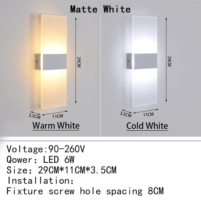 Modern Acrylic LED Wall Lamp – 4W/6W/12W/18W Warm White Indoor Wall Light for Bedroom, Living Room, and Foyer