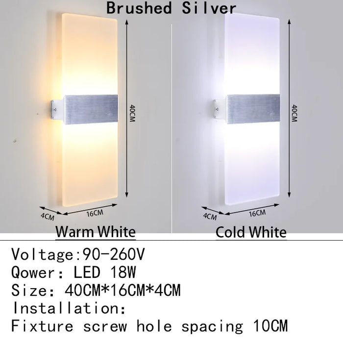 Modern Acrylic LED Wall Lamp – 4W/6W/12W/18W Warm White Indoor Wall Light for Bedroom, Living Room, and Foyer