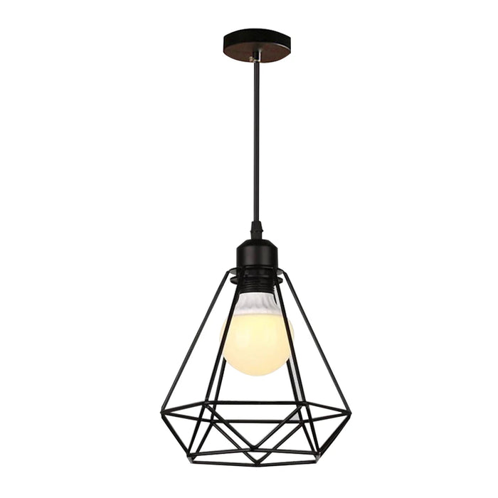 Retro Metal Chandelier – E27 Edison Pendant Light with Black Lampshade for Kitchen, Restaurant, Café, and Living Room