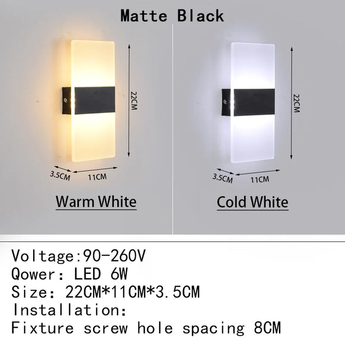 Modern Acrylic LED Wall Lamp – 4W/6W/12W/18W Warm White Indoor Wall Light for Bedroom, Living Room, and Foyer