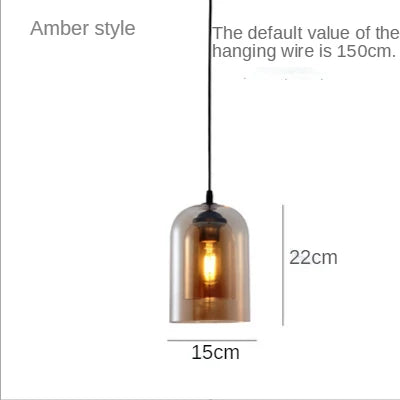 Modern Nordic LED Pendant Lamp – Gray Glass Hanging Light for Bedroom, Bar, Restaurant, Hotel & Living Room – E27 Suspension Lighting