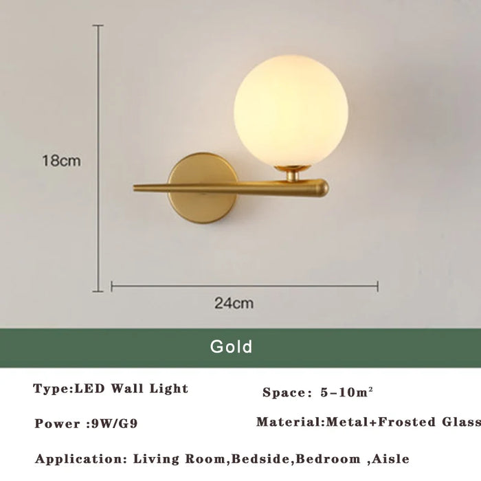Nordic Golden LED Wall Lamp – 9W G9 Bulb Wall Sconce for Bedroom, Living Room, and Bathroom