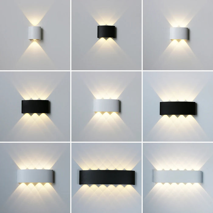 Outdoor Waterproof LED Wall Sconce – Up & Down Light in White & Black Aluminum, IP65 Waterproof, Indoor & Outdoor Use