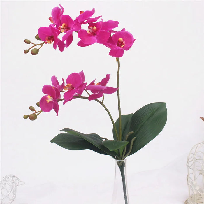 60CM Artificial Phalaenopsis Orchid – Real Touch Fake Flower with Leaves & Butterfly for Home & Wedding Decoration