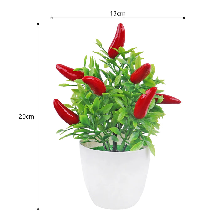Artificial Bonsai Tree – Potted Orange Pomegranate & Chili Fruit Miniature Plant for Home and Table Decoration