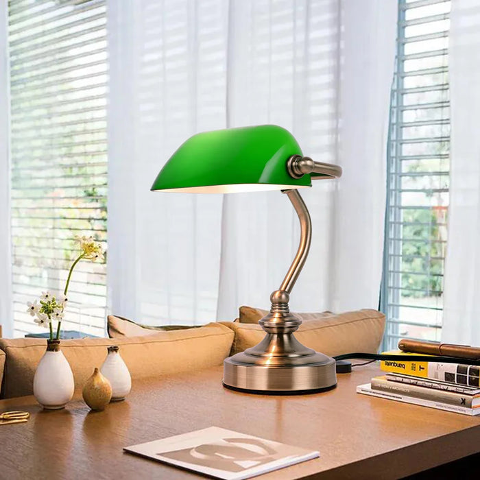 Retro Mini Desk Lamp – Vintage G9 LED Table Light for Bedroom, Office, Café, and Bar with Eye Protection and Glass Shade