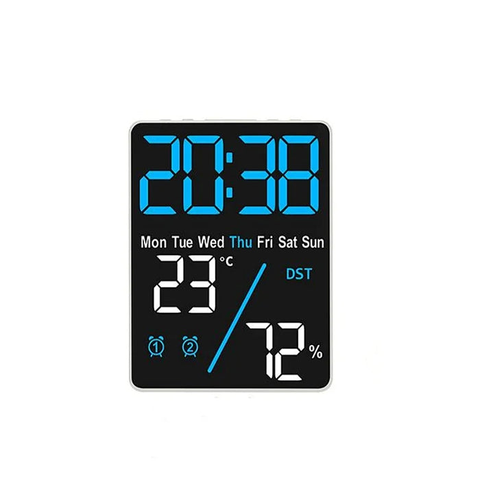 Digital Alarm Clock with Temperature and Humidity Display – 2 Alarms, Snooze, Adjustable Brightness, and LED Screen