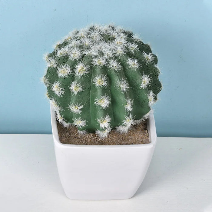 Mini Fake Plastic Cactus Bonsai – Realistic Artificial Succulent Plant for Home, Office, Living Room, and Desk Decor (No Pot)