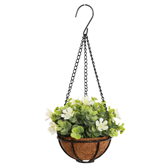 Artificial Flower Basket – Eucalyptus, Rose & Lavender Hanging Plant for Garden, Party, and Outdoor Décor