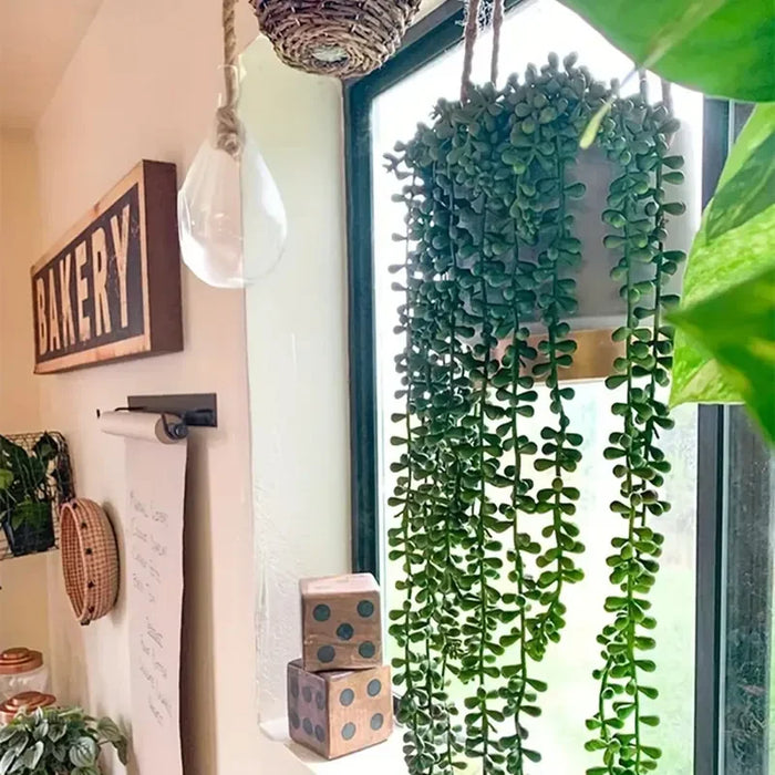Lifelike Artificial Hanging Succulent Vine – 70cm Decorative Green Plant for Home, Wedding, Balcony, and Outdoor Wall Décor