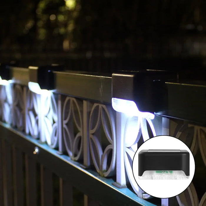 Warm White Solar Step Lights – Waterproof LED Stair and Pathway Lights for Outdoor Garden, Patio, Fence, and Balcony Decoration (Auto On/Off, Easy Installation)