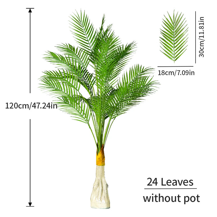 120cm Artificial Large Tropical Palm Tree – Realistic Fake Coconut Tree with Green Leaves for Home, Garden, Hotel, and Wedding Decor