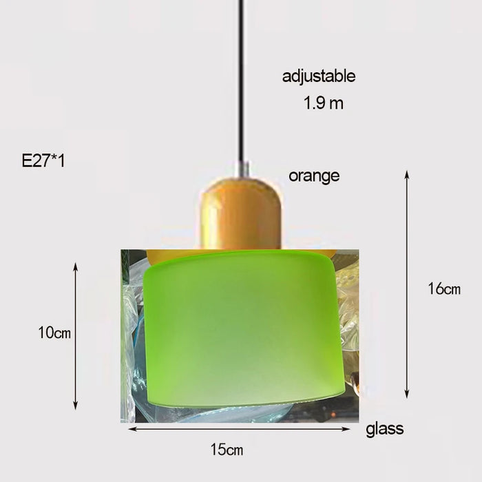 "Nordic Modern Glass Pendant Light – E27 Bulb, Long-Line Chandelier for Bedroom, Restaurant, and Bar – Available in White, Green, Pink, and Orange"