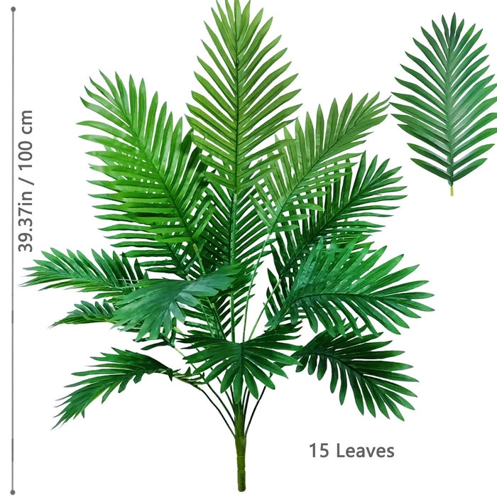 Artificial Palm Tree – 68-125cm Tropical Fake Plant with Green Plastic Palm Leaves for Home, Garden & Outdoor Décor