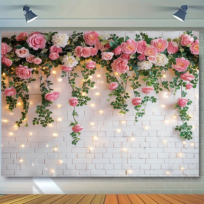 Floral Flower Wall Backdrop – Wedding, Bridal Shower, Engagement, and Party Photography Background for Photoshoots