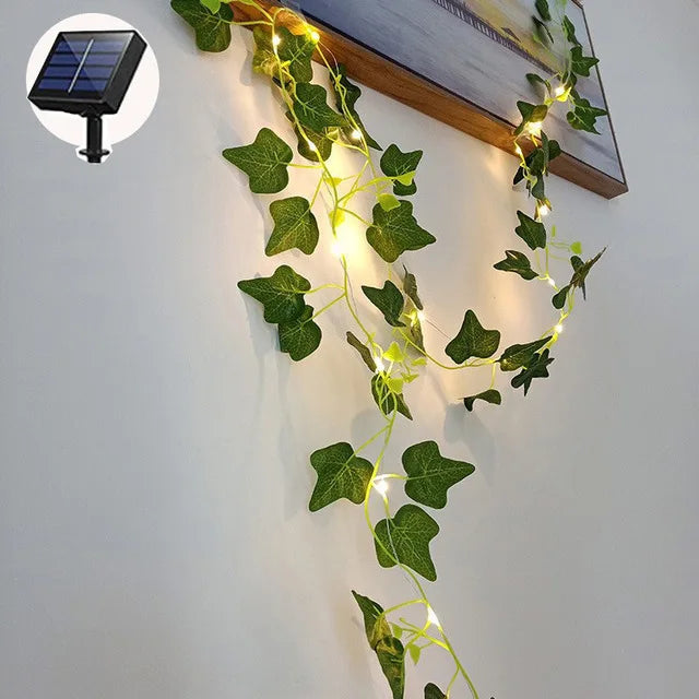 Fairy Lights Solar-Powered Maple Leaf String Lights – Waterproof Outdoor Garland for Garden and Christmas Decoration, 10m 100 LED / 5m 50 LED