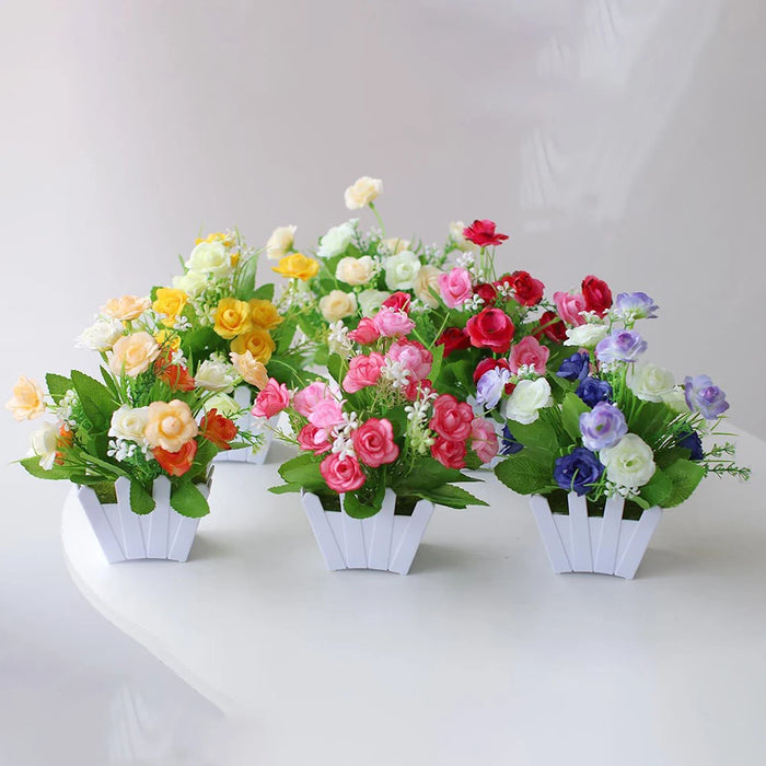 Artificial Rose Flower Potted Plant – Realistic Simulation Plastic Flowers for Home, Living Room, and Party Decoration