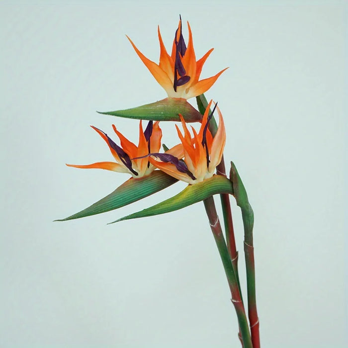 Artificial Bird of Paradise Flowers – 3pcs Rubber Strelitzia 24.5'' Long Stem for DIY Home & Party Decor
