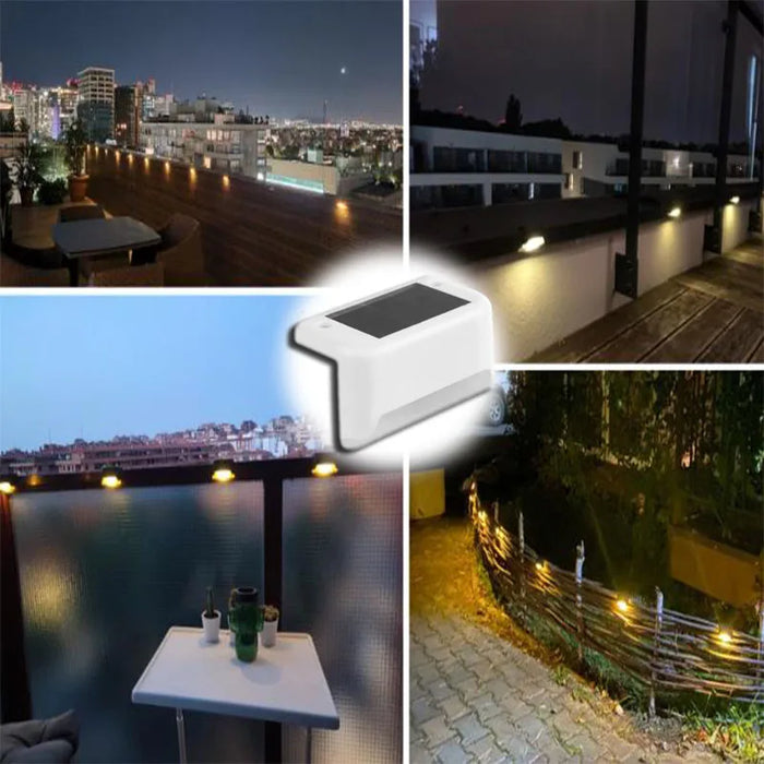 Warm White LED Solar Step Lights – Waterproof Outdoor Stair and Path Lighting for Garden, Patio, Fence, and Balcony Decoration
