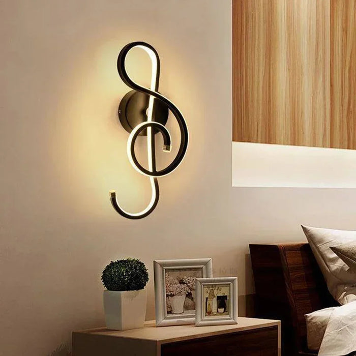 Modern LED Wall Lamp - Musical Note Wall Sconce for Bedroom, Living Room, and Study, Touch On/Off, Up & Down Light Direction, Indoor Home Decor