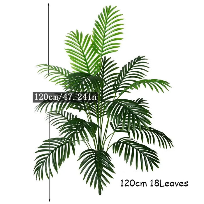 59in Artificial Palm Tree with Monstera Leaves – Large Fake Tropical Plant for Home, Garden, Shop, and Party Decor