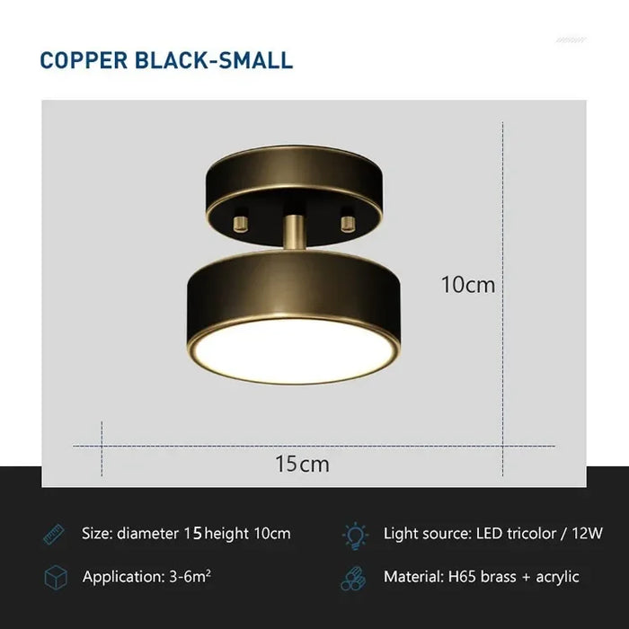 Modern LED Ceiling Light – Nordic Copper Design for Bedroom, Living Room, Dining Room, and Corridor