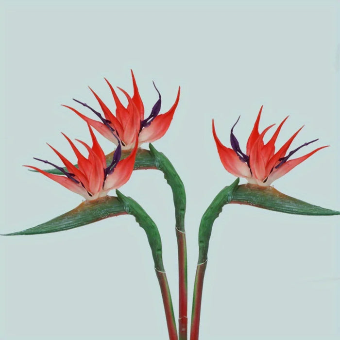 Artificial Bird of Paradise Flowers – 3pcs Rubber Strelitzia 24.5'' Long Stem for DIY Home & Party Decor