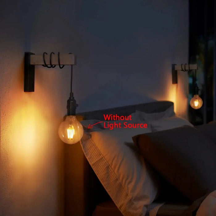 Retro Wood LED Wall Lamp – Vintage E27 Industrial Loft Light for Bedroom, Bathroom & Restaurant