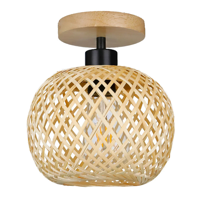 Retro Bamboo Woven Ceiling Light – E27 LED Pendant Light for Living Room, Corridor, Dining Room, and Bedroom – Traditional Wicker Decorative Ceiling Lamp