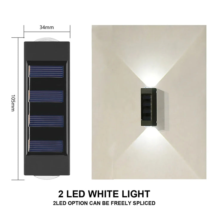 LED Solar Wall Light – Waterproof Outdoor Lighting for Garden, Courtyard, Pathway, and Street – Modern Decorative Wall Lamp with Up and Down Luminous Effect – IP65, Solar Powered, 1-12 Pack