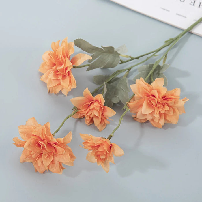 5-Head Artificial Dahlia Flowers – Silk Chrysanthemum for DIY Floral Arrangements, Wedding, Party, Home Decor