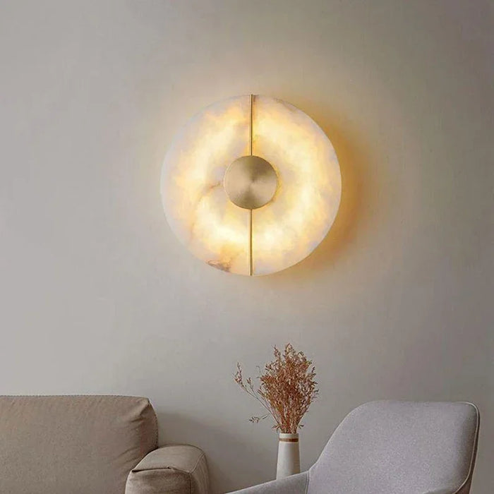 Nordic Modern Marble Wall Lamp – LED Wall Sconce with Gold Copper Finish for Living Room, Bedroom, and Indoor Decor