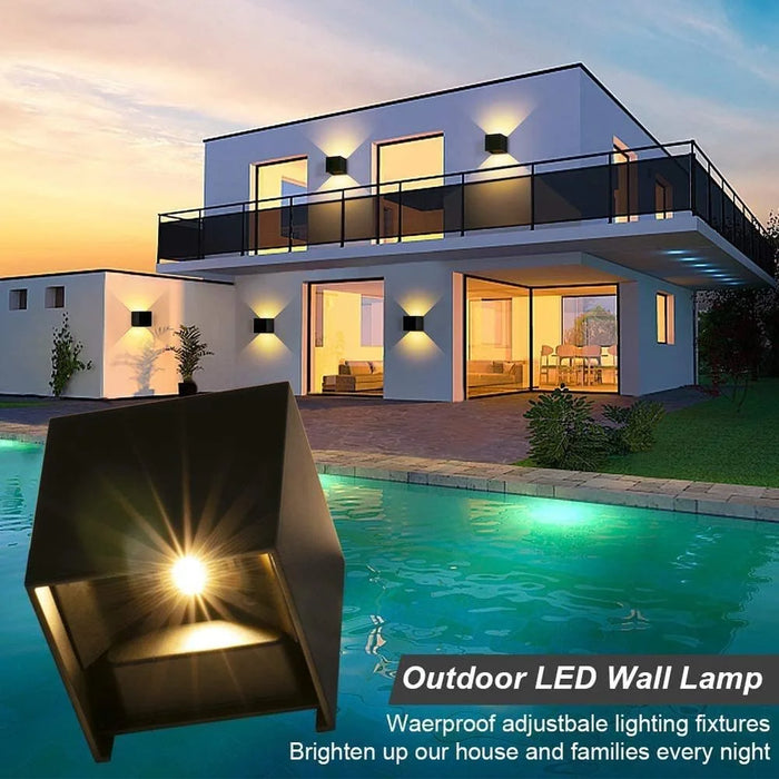 12W LED Wall Light – Modern Waterproof Outdoor Wall Lamp with Adjustable Beam for Porch, Garden, Balcony, and Terrace (IP65, Up and Down Lighting, Warm/Cool/Color Options)