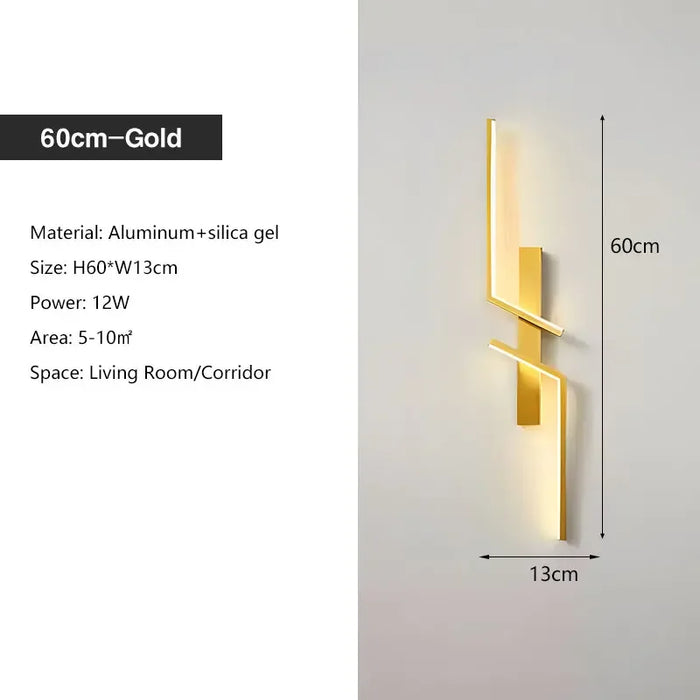 Modern Black and Gold LED Wall Lamp – Wall Mounted Lighting for Corridor, Bedroom, Living Room, and Indoor Spaces