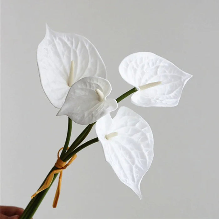Luxury 4Pcs/Bundle Real Touch Anthurium Artificial Flower for Home Decor, Wedding, and Christmas