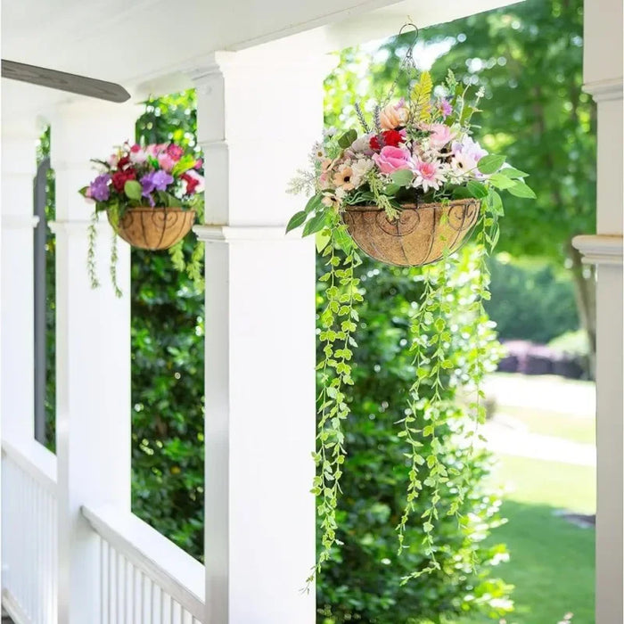 Artificial Hanging Flower Basket – 30cm Garden Decoration with Coconut Liner for Balcony, Patio, and Home Décor