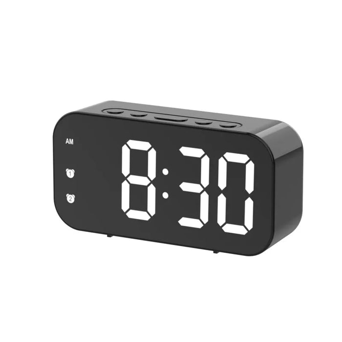 Voice Control Digital Alarm Clock with Temperature Display – Dual Alarms, 3 Brightness Levels, 12/24H LED Table Clock with Snooze Function