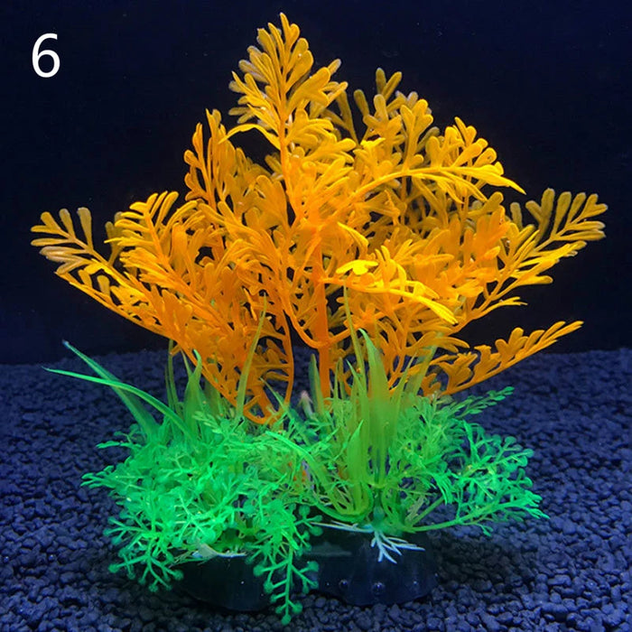 Artificial Aquarium Decor Plants – Plastic Water Grass Ornament, 14cm Tall Aquatic Plant for Fish Tank Decoration, 12 Color Options