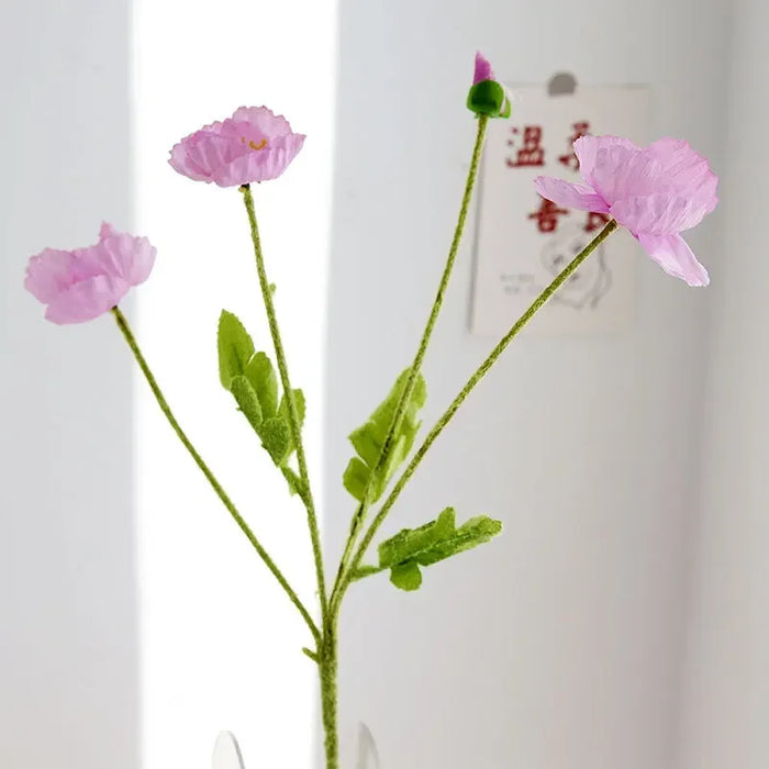 Artificial Silk Poppies Bouquet – Lifelike Fake Poppy Flowers for Wedding, Home, Party Decor – 60cm Long Branch for Table & Event Decoration
